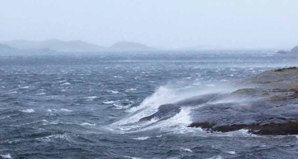 Bølgehøyder på 12 meter og sørvest orkan er i vente. Bildet er fra Kvaløysæter under en tidligere storm.