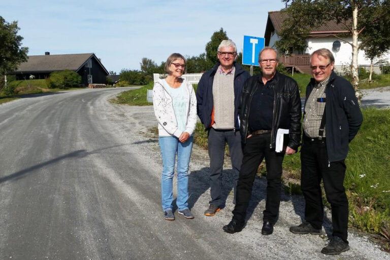 Navnekomiteen foreslår nye veinavn i Flatanger, fra venstre Bodil Strøm Lindseth, Trond Strøm, Reidar Lindseth og Morten Kristiansen. (Foto: Gunnar Kvaløsæter).