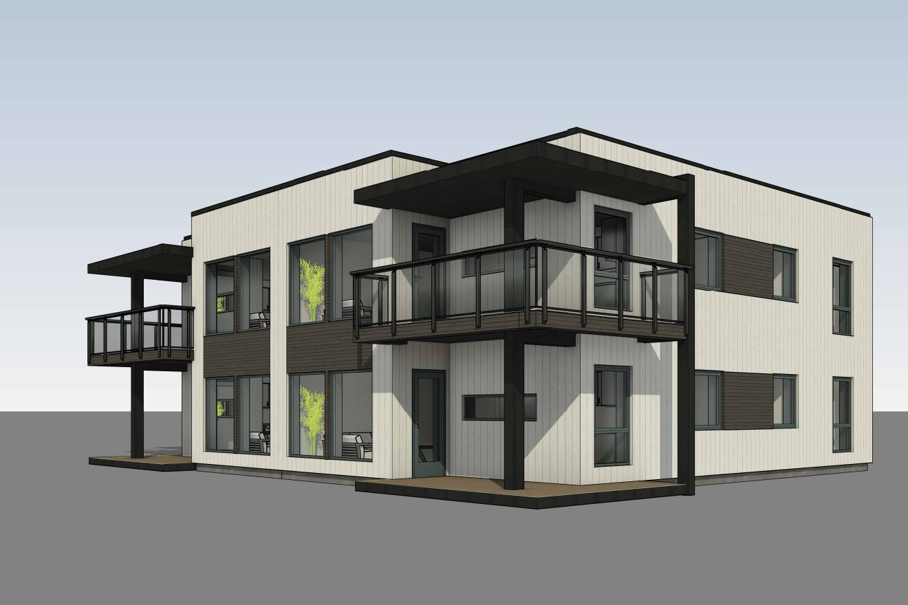 Dette er en av de to firemannsboligene som Sektor bolig ønsket å bygge i Langtjønna. (Tegning: HD plan & arkitektur)