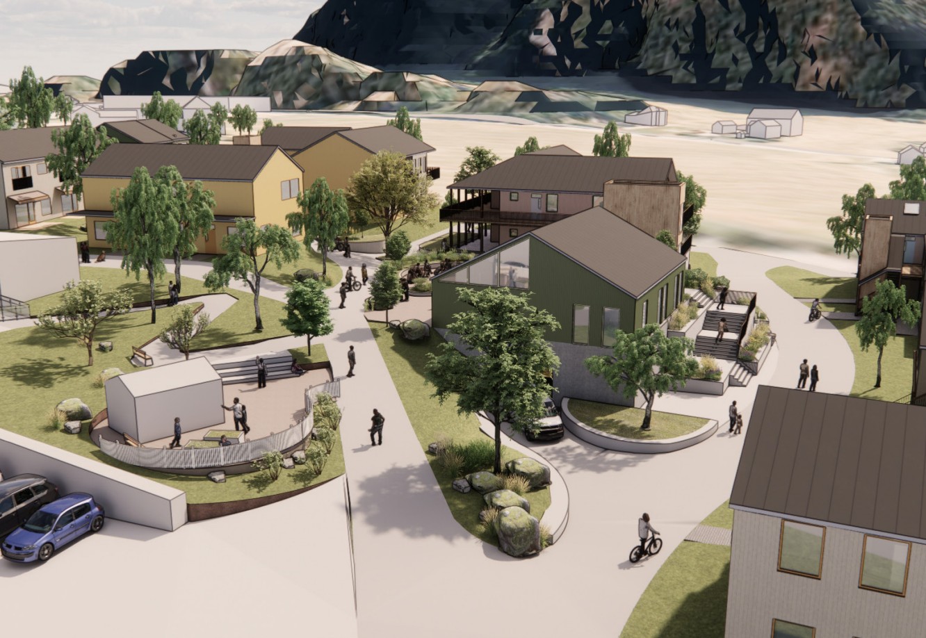 Gulltomta er planlagt med boliger tilpasset eldre, men hvem skal eie og hvem skal bygge ut? (Ill: Asplan Viak)