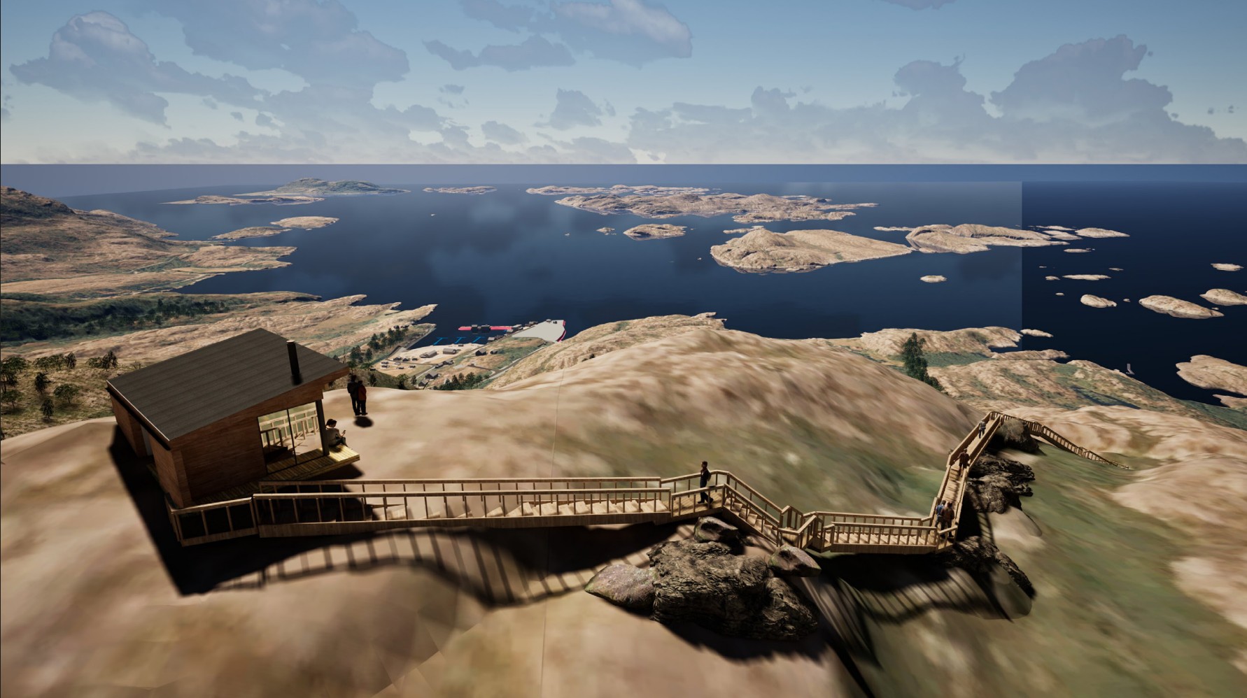 Trappa som er planlagt, blir p&aring; 400 meter med 1000 trappetrinn. (Ill: HD plan & arkitektur)