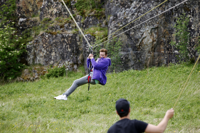 Luftige svev på Vikholmen. Her er Grethe Bang i farta.
