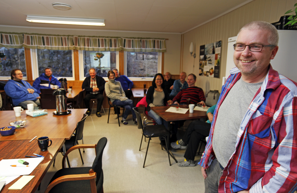 Håvard Haarstadstrand informerte de tidligere ansatte om prosessen fram til nå og videre mot drift.