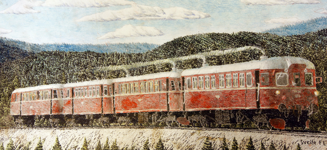 Dette toget er fanget mellom Stjørdal og Skatval. (Tegning: Svein Fløan)