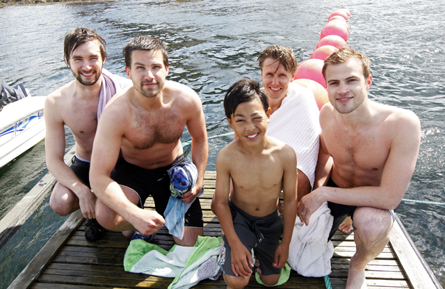 Deltakerne i øyhoppinga - Tangsprælls tøffeste? Fra venstre: Torje Asdahl, Oslo, Anders Giskemo, Ålesund, Francis Halmøy, Flatanger, Emil Mork, Tøtdal og Haakon Klem, Oslo.