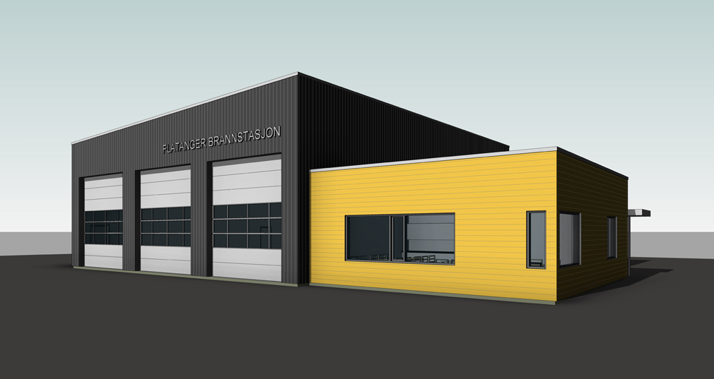 Tegningene er så godt som ferdige, og slik vil en ny brannstasjon bli seende ut. (Tegning: MLH Arkitektur)