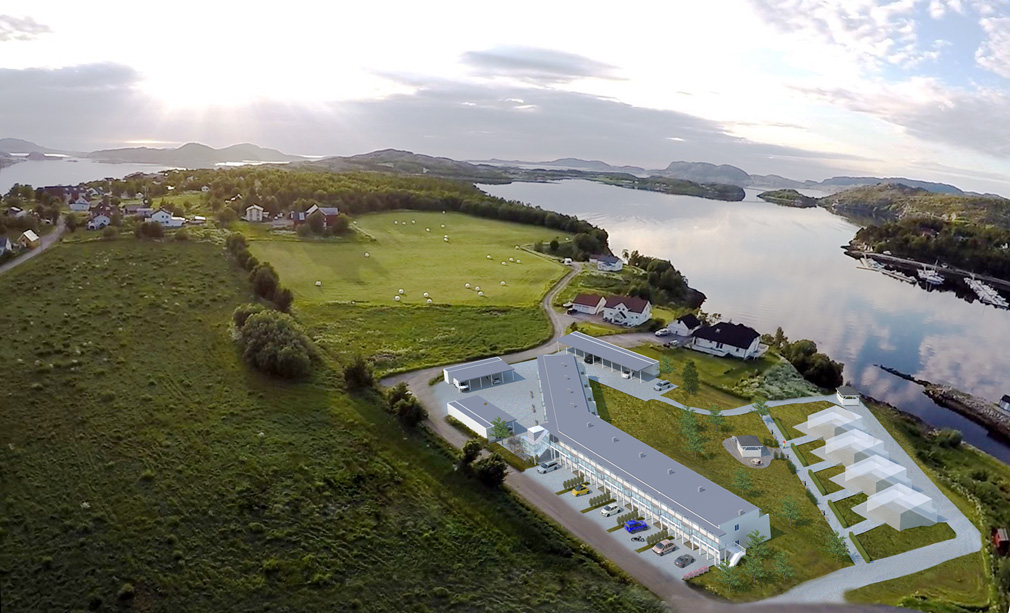 Leilighetskomplekset blir det største i Flatanger, med 18 leiligheter. (Montasje: Trønderhus)