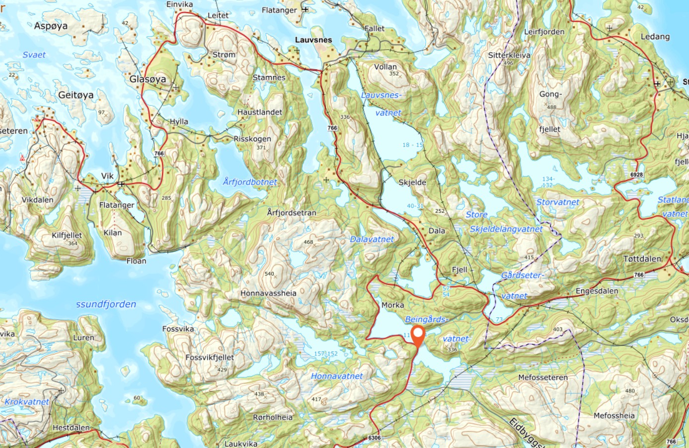 Kollisjonen skjedde en svingen i s&oslash;renden av Being&aring;rdsvatnet.