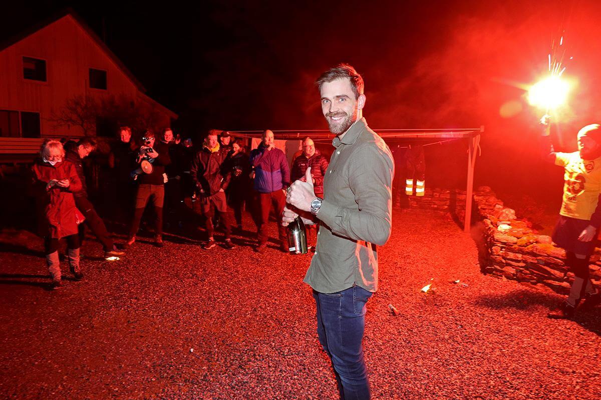 Brede Moe kom heim til jul i 2020, og ble da hedret med fakkeltog av sine sambygdinger etter å ha blitt seriemester. (Arkivfoto)