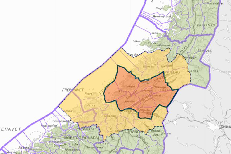 Det er sendt ut oransje farevarsel for flom s&oslash;r i Tr&oslash;ndelag, og gult i Namdalen.