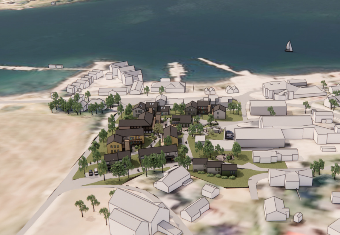 Det nye boligområdet sett fra nord. (Tegning: Asplan Viak)