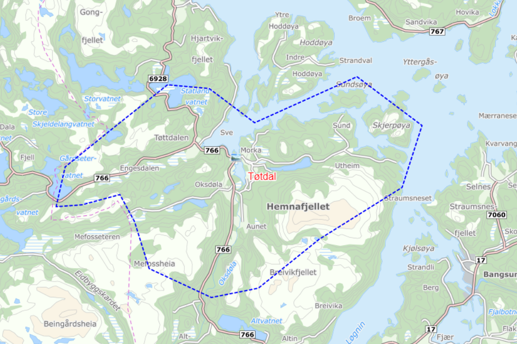 Kartet viser omr&aring;det som er omfattet av NTEs bredb&aring;nd-utbygging. (Kart: NTE)