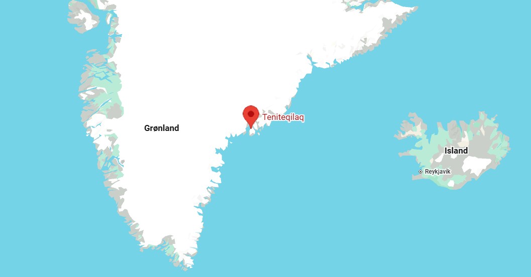 Her ligger Tinit (skrivemåte varierer). Skjermbilde: Google Maps.