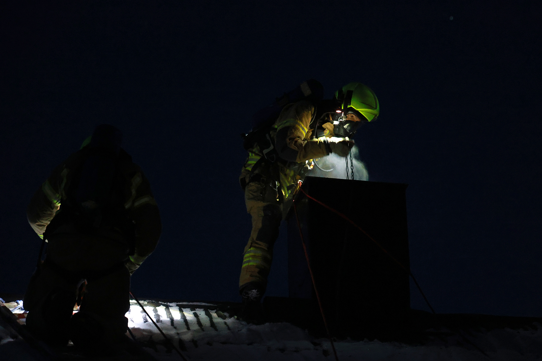 Pipa ble feiet ren for sot etter at brannen hadde gitt seg.