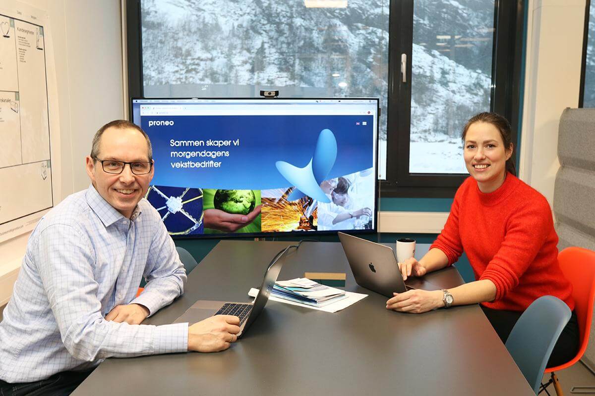 Vegard Saur og Kristin Haanshuus i Proneo har tilgang på både kompetanse og nettverk som gjør at folk og bedrifter kan få god hjelp til å løfte ideene fra idéstadiet til kommersialisering.