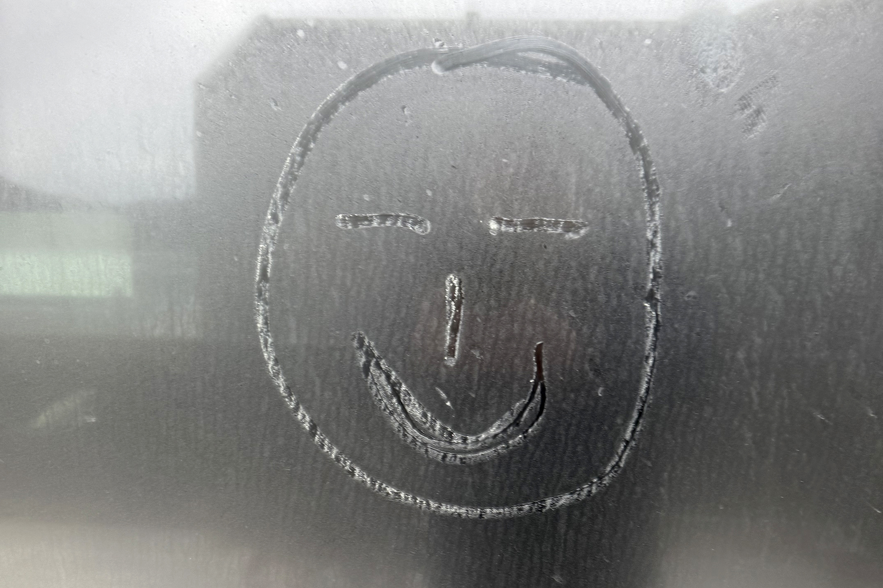 Dette fritidshuset i Kj&aelig;rlighetstien hadde et tykt lag med salt p&aring; rutene. Ole Martin Dahle skriver at han anbefalte eierne &aring; skrape av et lite halvkilo med &laquo;Amy&raquo; salt. (Foto: Ole Martin Dahle)