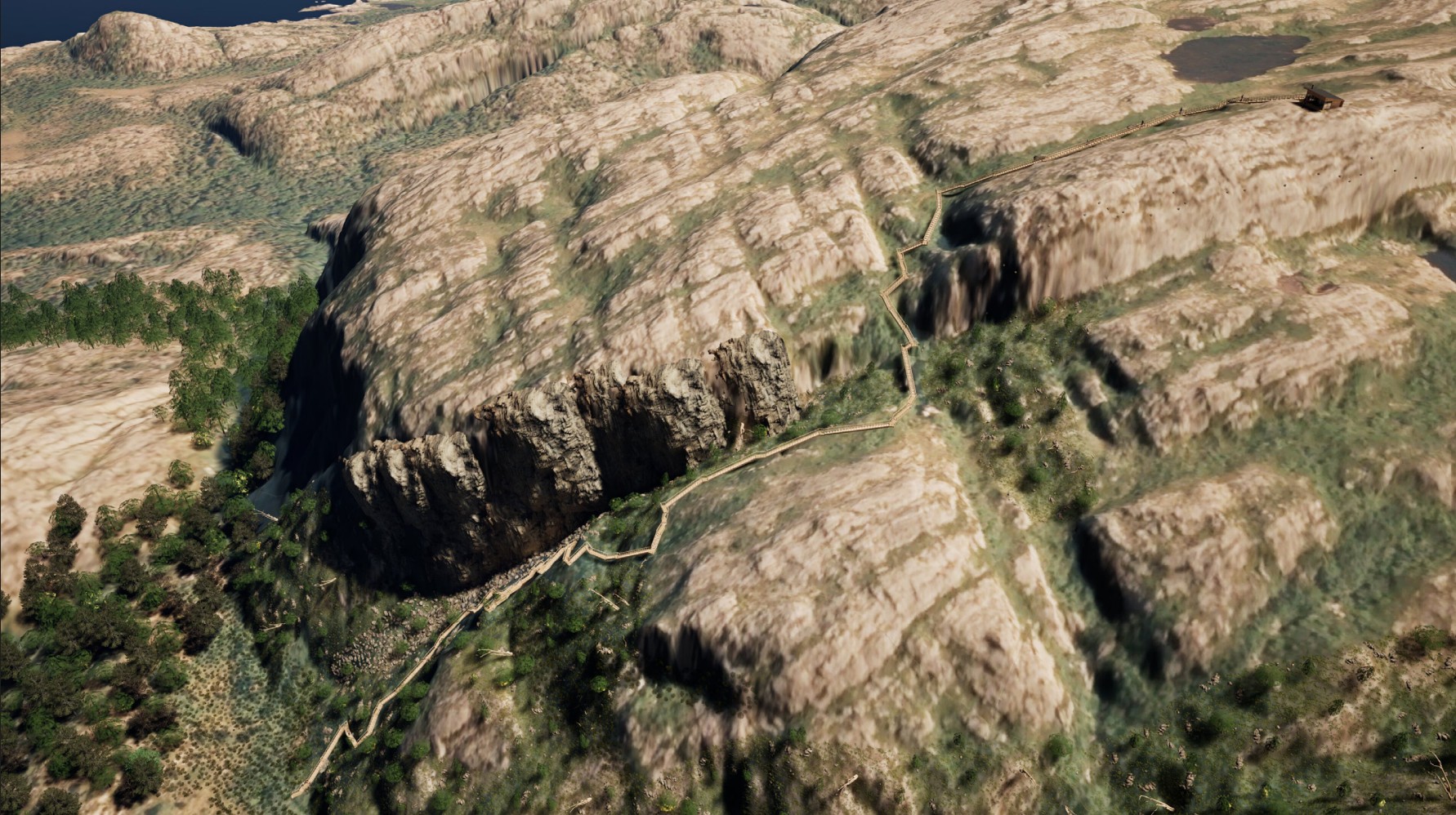 Denne montasjen viser trappa opp til utsiktshytta til h&oslash;yre. (Ill: HD plan & arkitektur)