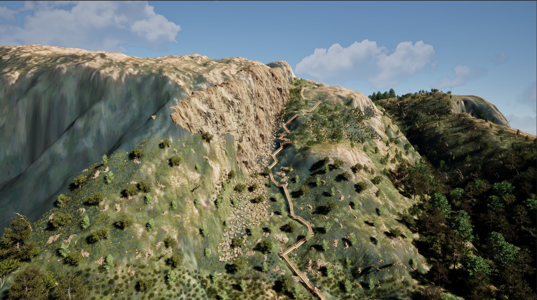 Den nye trappa vil lette oppstigninga til Utvordfjellet. (Ill: HD plan & arkitektur)