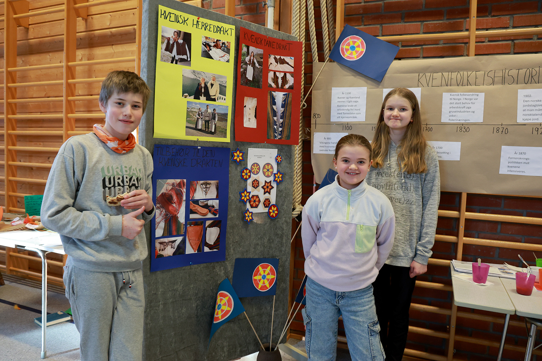 Kasper, Martine og Anette har studert kvenene, og lagd en flott utstilling om dem.
