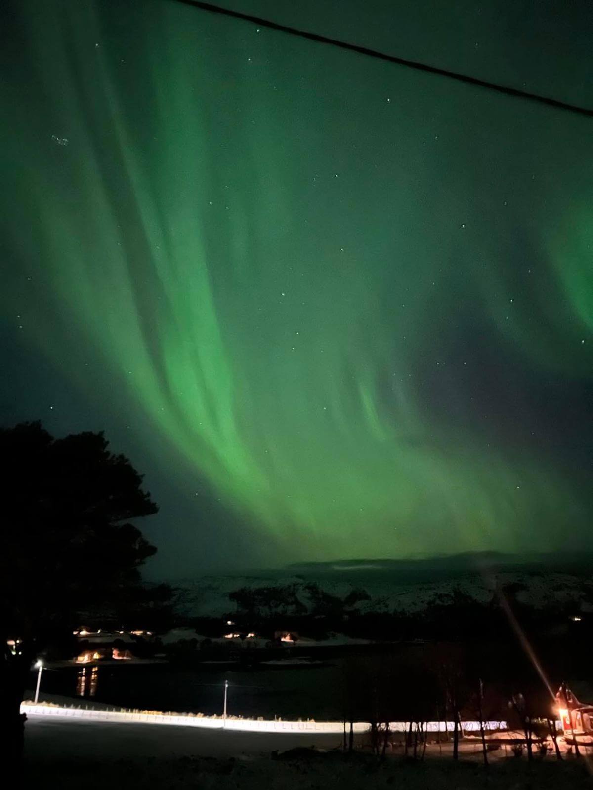 VIK: Nordlyset var et flott skue over Vik. (Foto: Nina Haugberg Tiller)